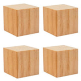 4PACK Wooden Blocks for Crafts, Unfinished Wood Cubes Blocks, 3 Inch Natural Wooden Blocks, Wood Square Blocks, Wooden Cubes for Arts and Crafts and PONGJA