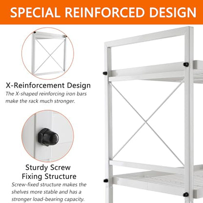 YOHKOH 6 Tier Metal Closet Storage Rack Shelves,Standing Storage Shelf Units for Laundry Bathroom Kitchen Pantry Closet(White,17.0L x 12.9W x 64.9H) - WoodArtSupply