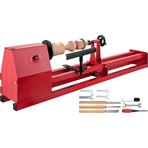 VEVOR Wood Lathe, 14" x 40", Power Wood Turning Lathe 1/2HP 4 Speed 1100/1600/2300/3400RPM, Benchtop Wood Lathe with 3 Chisels Perfect for High Speed