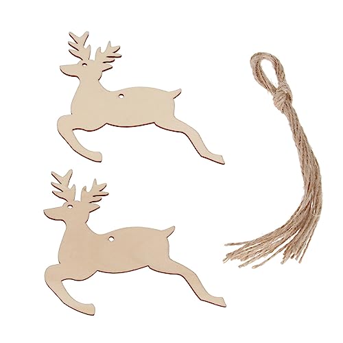 SUPVOX Wooden Chip Unfinished Wood Ornaments DIY Accessories Wood Cutouts Christmas Reindeer Wood Patches Home Bar Wedding Party 20pcs SUPVOX