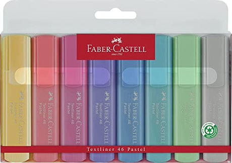 Faber-Castell Pastel Highlighters Set - 8 Chisel Tip Highlighter Pens in Assorted Pastel Colors Faber-Castell