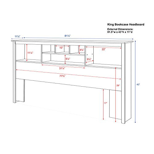 Prepac King Size Bed Headboard: Stylish Espresso King Headboard with Bookcase for King Size Beds, Freestanding (81.5" W x 43" H x 11" D) - ESH-8445 - WoodArtSupply