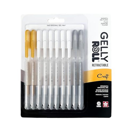 SAKURA Gelly Roll Retractable Gel Pens Colored - Opaque Color Set - Medium Point Ink Pen for Journaling, Art, or Drawing - Colored Gel Pens with SAKURA