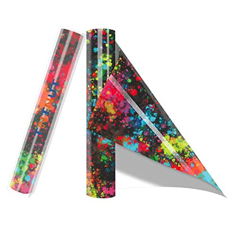 Tintnut Splash Heat Transfer Vinyl Roll - 12 Inch * 5ft Mutilcolor Watercolor Ink Patterned HTV Splatter Iron On Vinyl DIY T-Shirts Hats Clothes Tintnut