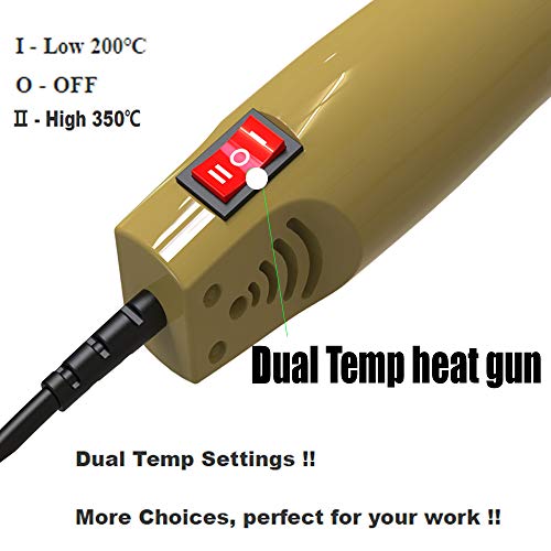 Homidic Heat Gun Upgraded to 662℉, Dual-Temperature Professional Heat Tool, Mini Handheld Hot Air Gun for Embossing Shrink Wrapping Paint Crafts - WoodArtSupply