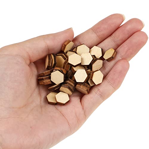 MAGICLULU 200 Pcs Unfinished Wood Hexagon Pieces Unfinished Wood Cutout Hexagon Shape Hexagon Blank Unfinished Wood Slices for Craft DIY Projects