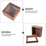 Alipis Jewelry Storage Case Stash Box Wood Glass Storage Box Square Jewelry Display Case Unfinished Wood Box with Clear Window, Desktop Storage Box Alipis