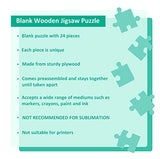 Blank Puzzle with 24 Pieces, Each Piece is Unique, Blank Wooden Jigsaw Puzzles with Puzzle Tray for Crafts & DIY, Make Your Own Puzzle 11.7x8.8 MoinKidz