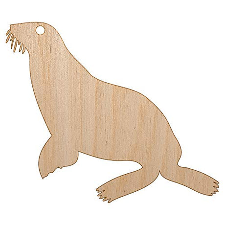 Sea Lion Solid Unfinished Craft Wood Holiday Christmas Tree DIY Pre-Drilled Ornament Sniggle Sloth