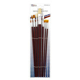 U.S. Art Supply 12-Piece Long Handle Nylon Hair & Bristle Artist Paint Brush Variety Set Red Handle U.S. Art Supply