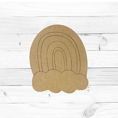 Rainbow with Clouds, Engraved Shape MDF Wooden Craft, Unfinished Craft, DIY Craft Art, Build-A-Cross Build-A-Cross