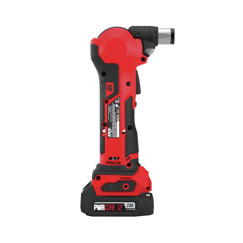 SKIL PWR CORE 12 Brushless 12V Auto Hammer Kit includes 2.0Ah Lithium Battery and PWR JUMP Charger - AH6552A-10, Red Skil