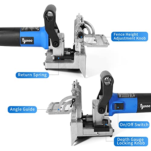 igooo Dual-Spindle Doweling Jointer DJ710, 710W 120V 60Hz, Wood Plate Dowel Joiner, 2X8mm and 2X6mm Drilling Bits, 80 Dowels - WoodArtSupply