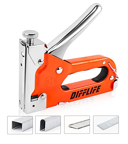 DIFFLIFE Staple Gun Heavy Duty, YEAHOME 4-in-1 Stapler Gun with 2400 Staples, Manual Brad Nailer Power Adjustment Stapler Gun for Wood, Crafts, DIFFLIFE