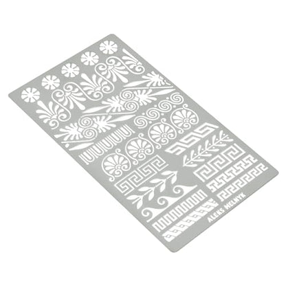 Aleks Melnyk #36.3 Metal Journal Stencil, Greek Key, Border, Meander, Ornaments, Stainless Steel Stencil, Template Tool for Wood Burning, Pyrography