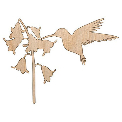 Hummingbird and Flower Unfinished Wood Shape Piece Cutout for DIY Craft Projects - 1/4 Inch Thick - 6.25 Inch Size - WoodArtSupply