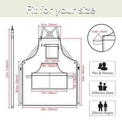 Stenffy Handmade Work Apron, Cotton Canvas, Multiple Pockets, Adjustable Cross Back Weight Apron, BBQ Cafe Kitchen Painting Carpenter Artist Apron, - WoodArtSupply