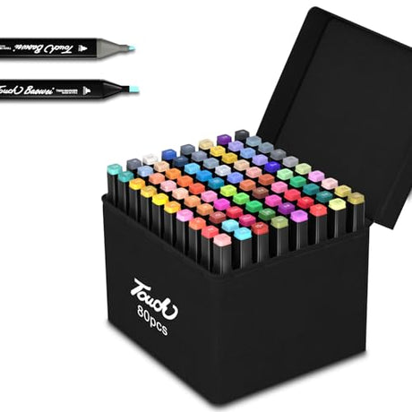 DTXDTech 80 Colors Alcohol Markers,Dual Tip Art Markers Set for Adults Kids,Brush & Chisel Tip Coloring Markers for Artists,Drawing Outline Markers DTXDTech