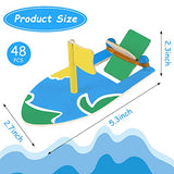 Deekin 48 Packs DIY Wood Sailboat Craft Wooden Boat Toy Rubber Band Paddle Model Boat Kits to Build and Paint for DIY Craft Gift School Projects Deekin