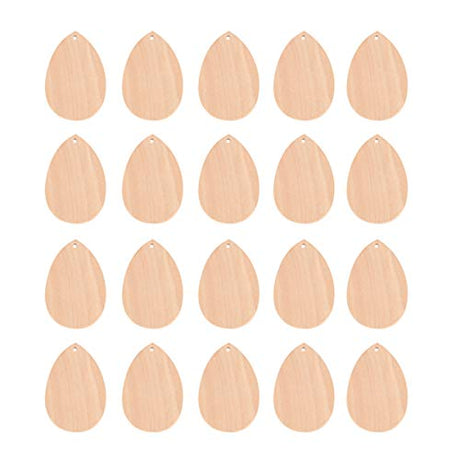 Healifty 20pcs Wedding Decorations Wedding Ornament Wooden Pendants Drop Shape Pendant Earrings Teardrop Earrings Ornament Earrings Wood Teardrop Healifty