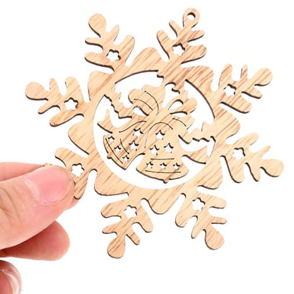 ABOOFAN 1 Set of Christmas Unfinished Wooden Snowflake Ornaments Snowflake Hanging Cutouts Blank Wood Slices Embellishments for Xmas Tree Decorations