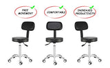 Antlu Rolling Stool Drafting Chair for Garage Shop Workbench Kitchen Medical Salon,Swivel Adjustable Stool with Wheels and Back Support (Black, Antlu