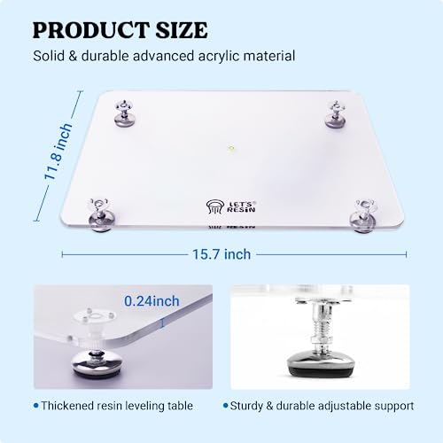 LET'S RESIN Leveling Table for Resin, 16''x 12'' Acrylic Adjustable Resin Leveling Table with Silicone Mat, Multipurpose No Installation Required - WoodArtSupply