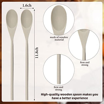 Set of 50 12 Inch Long Wooden Spoons for Cooking Kitchen Wooden Spoons for Crafts Long Handle Wood Spoons Oval Wood Mixing Spoons Baking Mixing