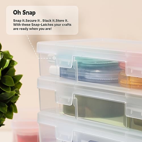 novelinks Stackable Plastic Clear Storage Box Containers with Latching Lid - Art Craft Supply Organizer Storage Containers for Pencil Box, Lego,