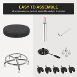 WKWKER Round Rolling Stool with Footrest PU Leather Height Adjustable 360° Swivel Stool with Wheels Office Stool Chair Home Drafting Work Studio Shop WKWKER