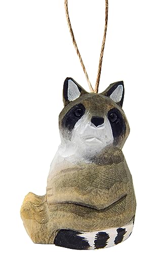 Selsela Raccoon Wood Ornament Hanging Animal Figurine Handmade Carved Decoration - WoodArtSupply