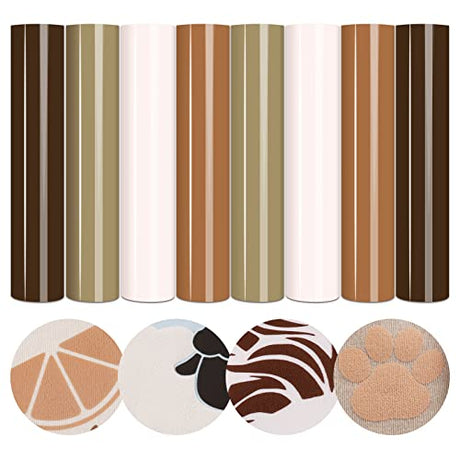 Tintnut Skin Tone Puff Vinyl Heat Transfer - 8 Sheets 12 x 10 inches 3D Puffy Heat Transfer Vinyl Foaming Nude Brown HTV Iron on Vinyl for T-Shirts Tintnut