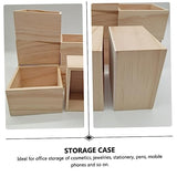 TEHAUX 2pcs No Cover Wooden Box Jewelry Holder Container Wooden Treasure Chest Unfinished Wood Boxes Small Wooden Boxes with Lids Sundries Storage TEHAUX