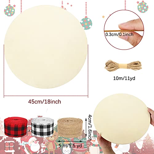 Whaline 5Pcs 12 Inch Valentine's Day Wood Circles for Crafts Holiday Rustic  Blank Wood Sign Unfinished Round Wood Slices Door Hanger Wood Plaques for