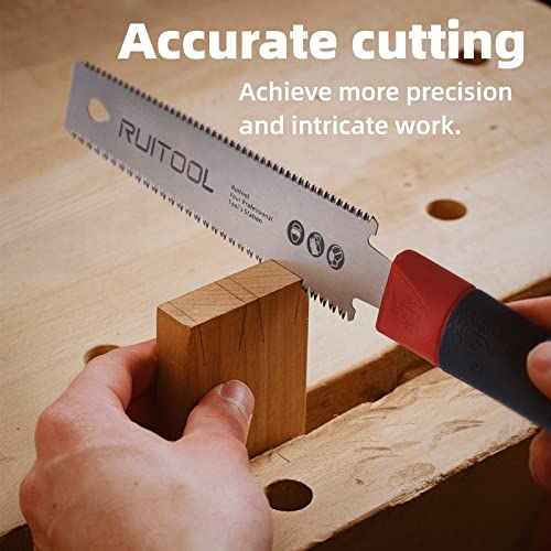 RUITOOL Japanese Hand Saw 6 Inch Pull Saw Double Edge SK5 Flexible Blade 11/17 TPI Non-slip Handle Flush Cut Saw Wood Saw for Woodworking Tools RUITOOL