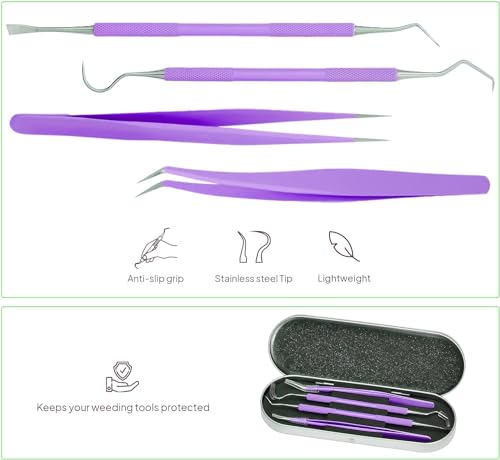 Premium Vinyl Weeding Tool Kit - Precision Stainless Steel Weeder - Hook and Pick with Fine Tweezers Crafting Set for Cricut Vinyl - by iVyne iVyne
