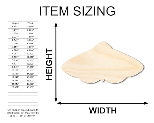 Unfinished Wood Moth Silhouette Shape - Craft - up to 36" 6" / 1/4" - WoodArtSupply