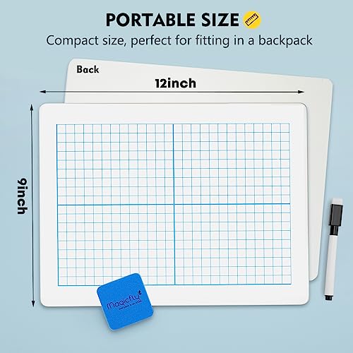 Magicfly Small White Board Grid Whiteboard Dry Erase Boards XY Axis Graph 9"x12", 16 Pack Mini Math Whiteboard Portable for Students Classroom - WoodArtSupply