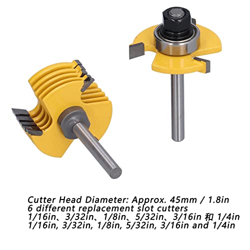 Domino Joiner, Slot Cutter Router Bit 3 Wing Adjustable 2Pcs for Particle Board for Solid Wood for Plywood for Medium Density Fiberboard Shanrya