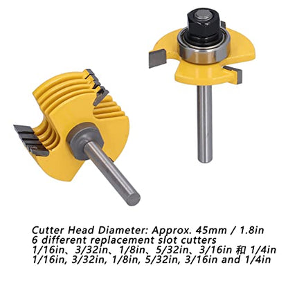 Domino Joiner, Slot Cutter Router Bit 3 Wing Adjustable 2Pcs for Particle Board for Solid Wood for Plywood for Medium Density Fiberboard