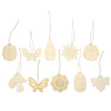 KALLORY 30 Pcs Unfinished Wood Crafts Butterfly Wood Slices Flower Wooden Cutouts with Holes Wooden Spring Ornaments to Paint DIY Blank Unfinished KALLORY