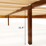 Bme Oliver 15 Inch Acacia Wood Bed Frame with Handcrafted Rattan Headboard - Bohemian & Mid Century Charm, No Box Spring Needed Bme