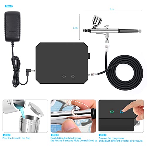 Gocheer Upgraded 40PSI Airbrush Kit, Dual-Action Multi-Function Airbrush Set with Compressor for Painting Portable Air Brush Set for Cake Decoration Gocheer