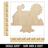 Log Cabin in The Woods Unfinished Wood Shape Piece Cutout for DIY Craft Projects - 1/8 Inch Thick - 6.25 Inch Size Sniggle Sloth