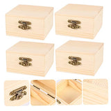 ARTIBETTER 4pcs Packaging storage wooden box wood ring unfinished wooden jewelry rustic wooden case desk top decor jewelery organizer wood decor ARTIBETTER