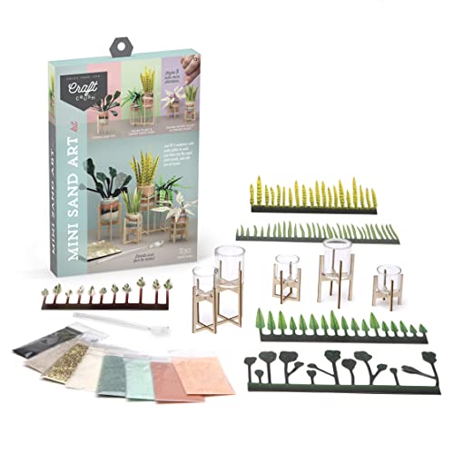 Craft Crush Mini Sand Craft Kit - Faux Plant Home Decor - Small Fake Plants Decor - DIY Craft Kit for Kids, Teens & Adults - 5 Mini Plants with