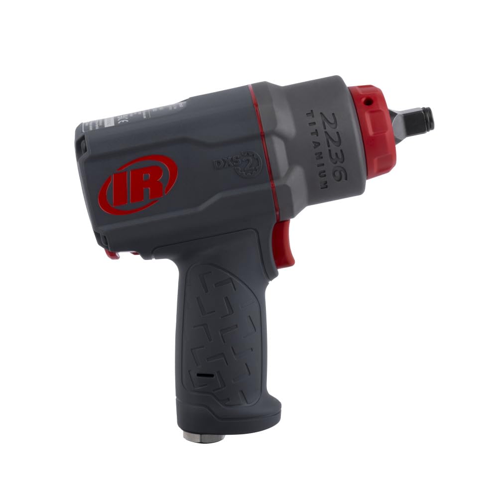 Ingersoll Rand 2236QTIMAX DXS2 1/2" Air Impact Wrench, Quiet, 1500 ft-lb Torque, Titanium Hammercase, Friction Ring Retainer, Pistol, Interchangeable Ingersoll Rand