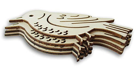 Wooden Birds - Miniature Laser Cut Wood Shapes- Unfinished Natural Wood - 4 Pieces CraftMedley