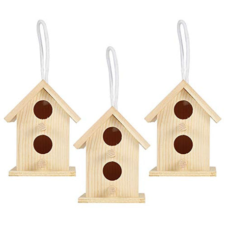 Wooden Bird House 3Pcs Innovative Outdoor Wooden Bird House Nesting Cage Ornament Hanging Birdhouse for Outside Garden Decoration Bird Nesting Box Fdit