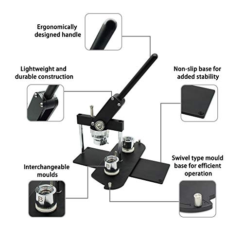 ChiButtons (Kit) 37mm (1 1/2") Badge Press Machine-B400 + 37mm Round Die Moulds + 200 Set Pin Button Components + Adjustable Circle Cutter ChiButtons